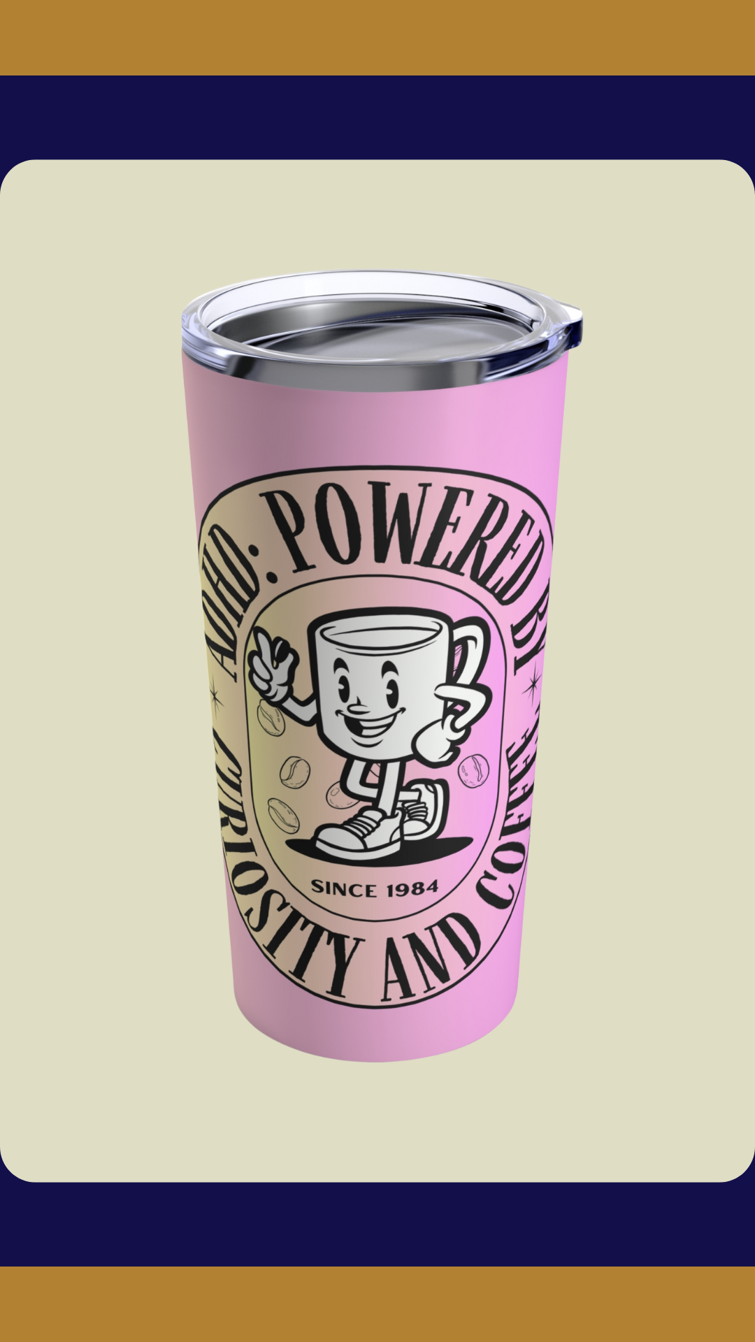 ADHD Powered by Curiosity and Coffee Pink Tumbler | Fun ADHD Awareness Gift