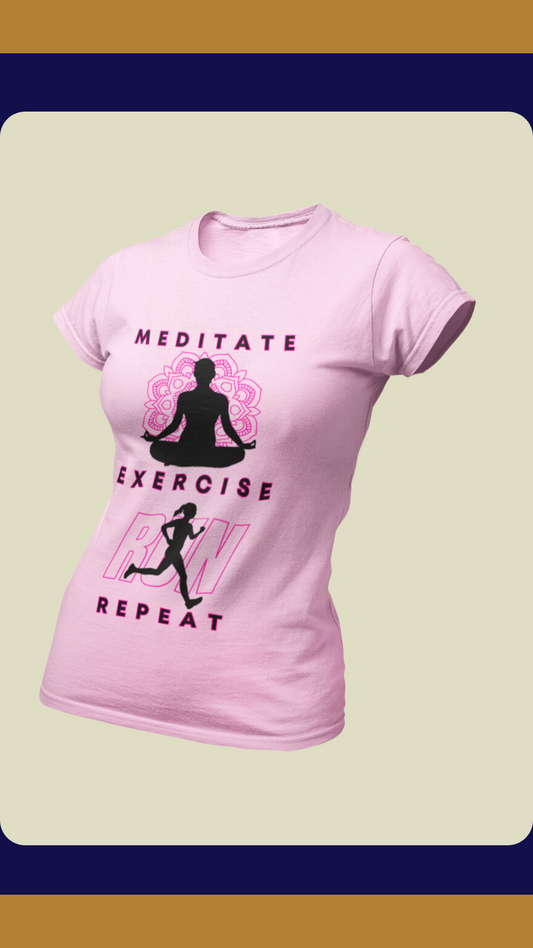 Meditate, Exercise, Repeat: ADHD Life Pink Unisex Heavy Cotton Tee - Motivational ADHD Shirt