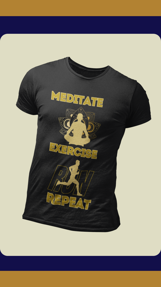 Meditate, Exercise, Repeat: ADHD Life Gold Unisex Heavy Cotton Tee