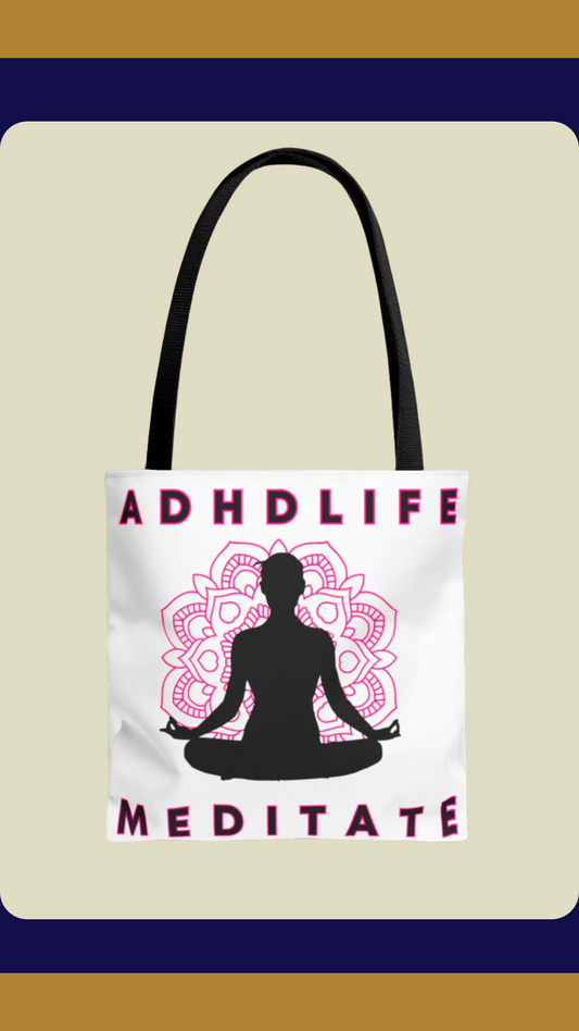 Meditate, Exercise, Repeat: ADHD Life Pink All-Over Tote Bag