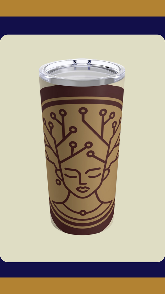 Neuro Unique Boutique Emblem Tumbler 20oz - Cream, Brown, and Gold