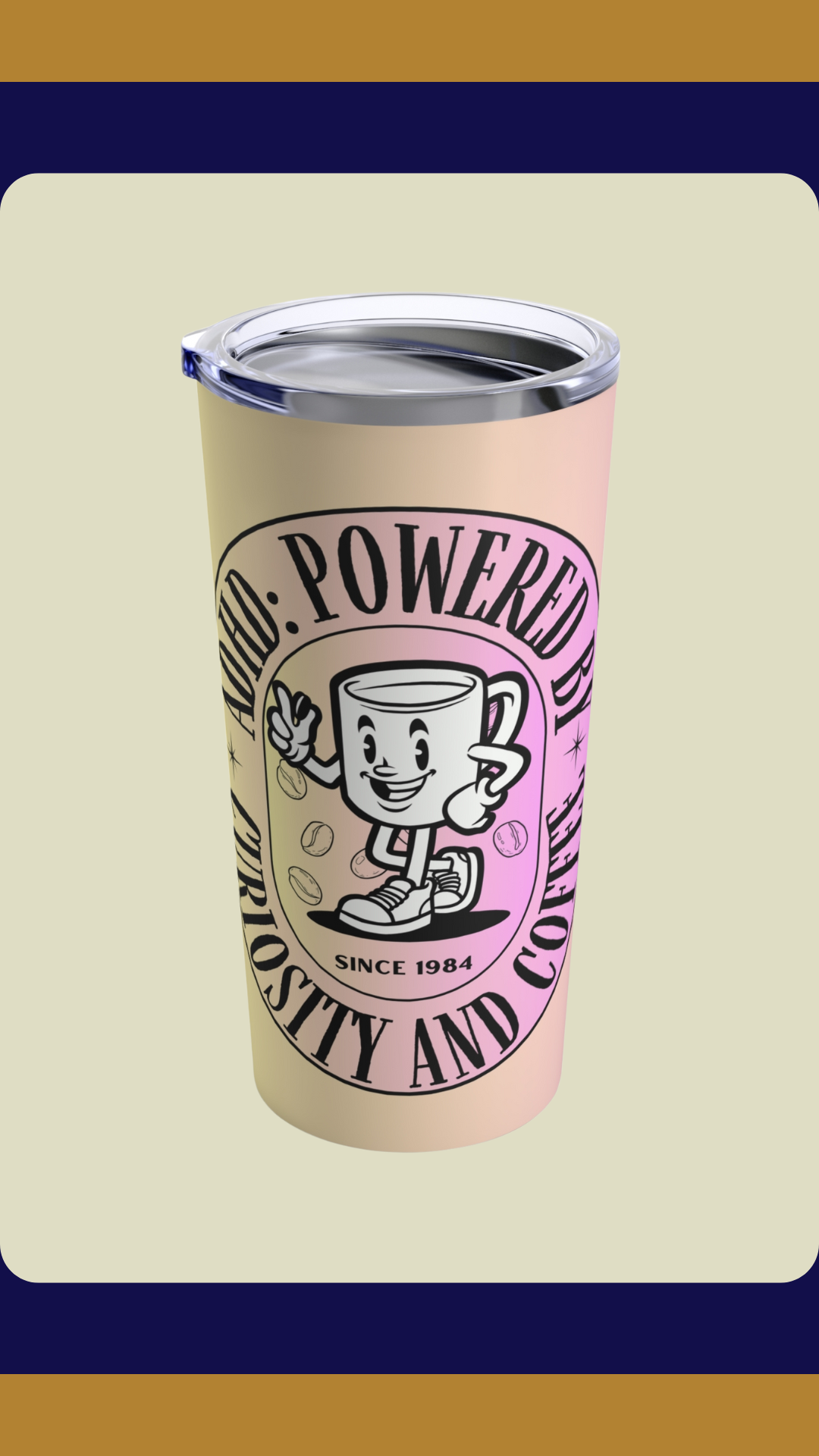 ADHD Powered by Curiosity and Coffee Pink Tumbler | Fun ADHD Awareness Gift