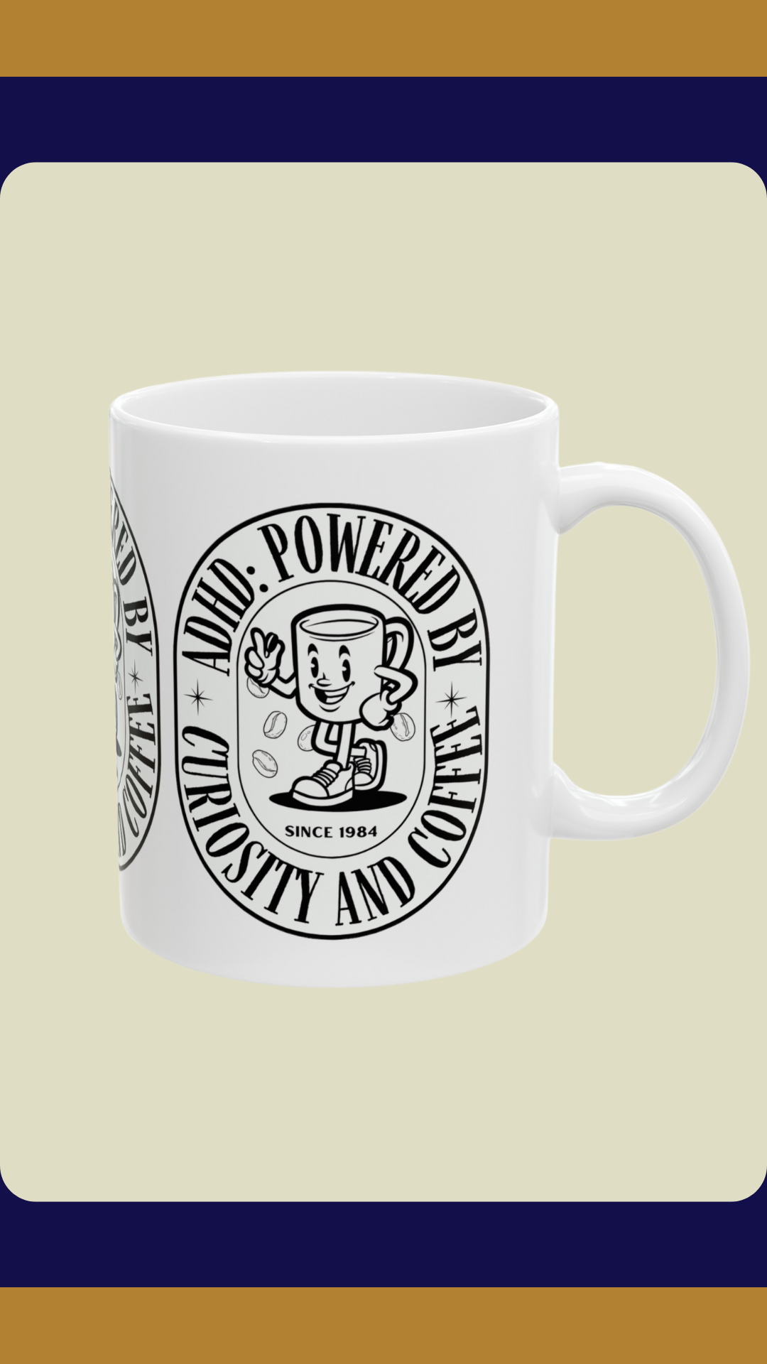 ADHD Powered by Curiosity and Coffee Mug | Fun ADHD Awareness Gift