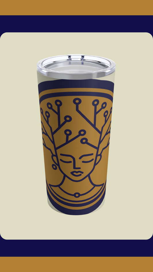 Neuro Unique Boutique Emblem Tumbler 20oz - Blue, Gold, and Cream